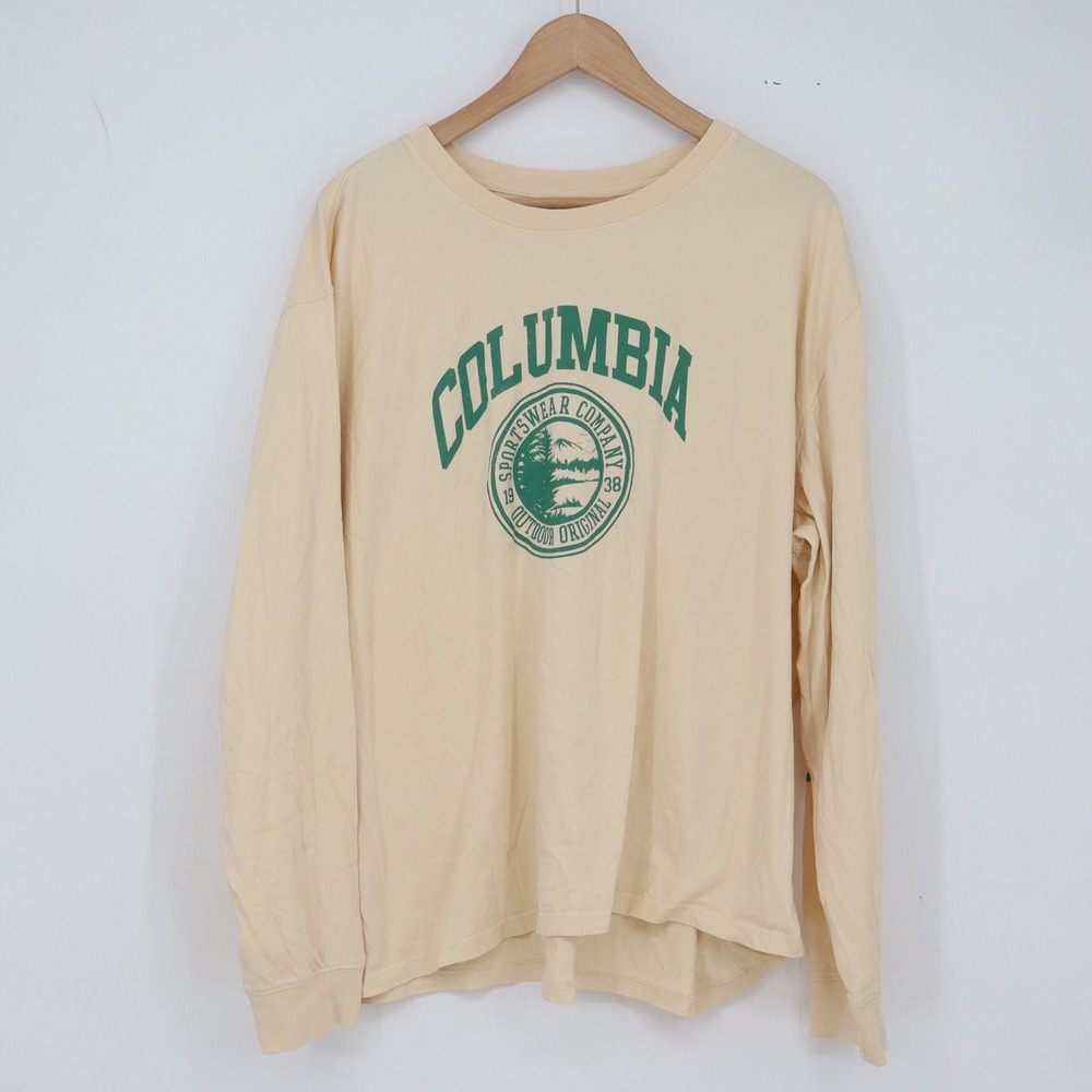 Columbia T-Shirt Mens XXL Graphic Long Sleeve Cream Outdoor Original Excellent
